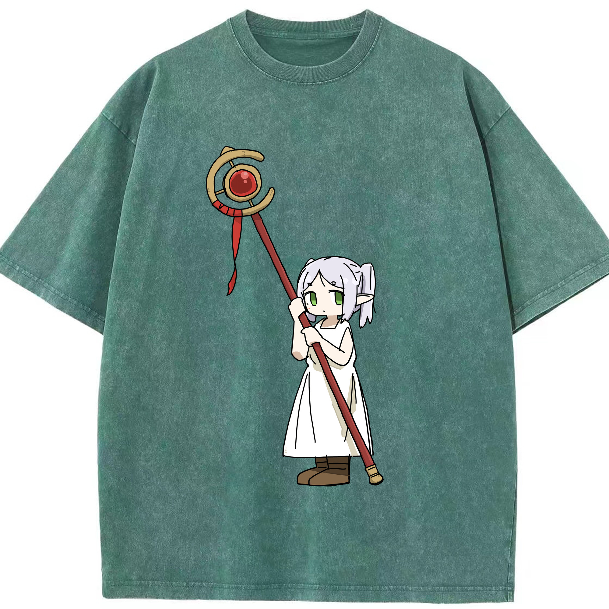 （画像用） 葬送のフリーレン Frieren 綿100% ヴィンテージ風 半袖Tシャツ（フロントプリント）